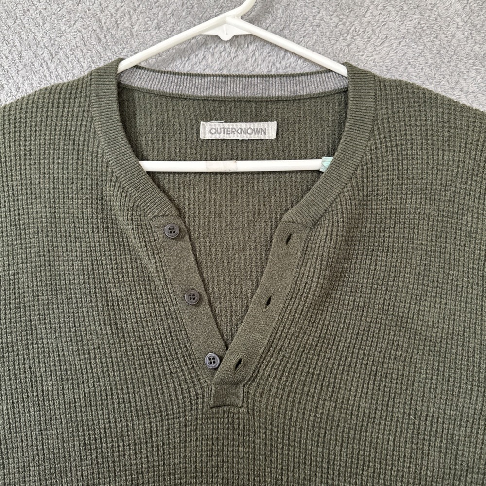 Outerknown Eastbank Sweater Men's L Thyme Green Crew Merino Wool Organic Cotton